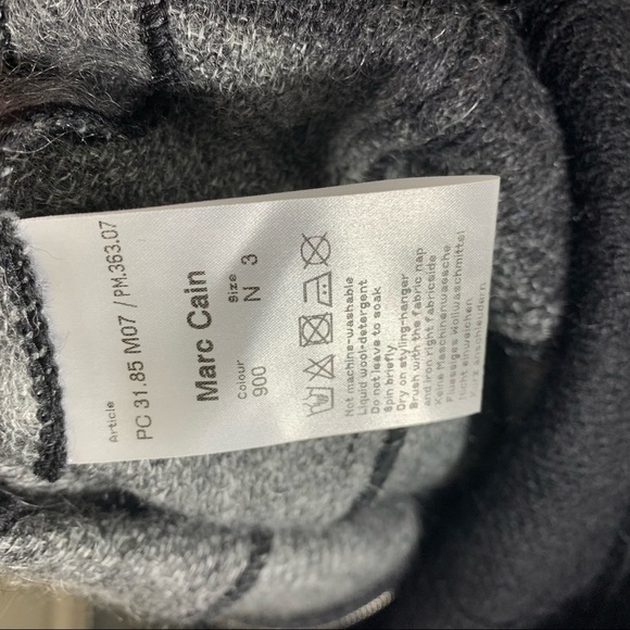 Marc Cain Knit Cardigan Jacket Sz 8 Black Gray Mohair Blend Full Zip Sweater - Picture 11 of 14